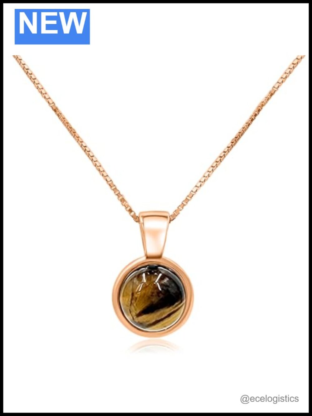 Genuine Gemstone 8mm Bezel Pendant Chain Necklace
